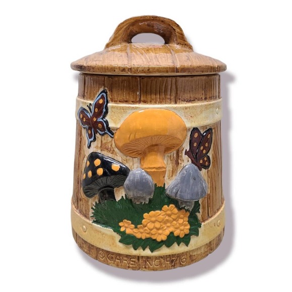 Other Kitchen Vintage 976 Gare Mushroom Butterfly Flowers Cannister